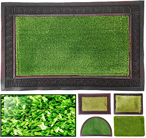 LucaHome, Home Entrance Doormat 40 x 63 cm Rubber and Artificial Grass Non-Slip Base, Doormat, Easy Cleaning