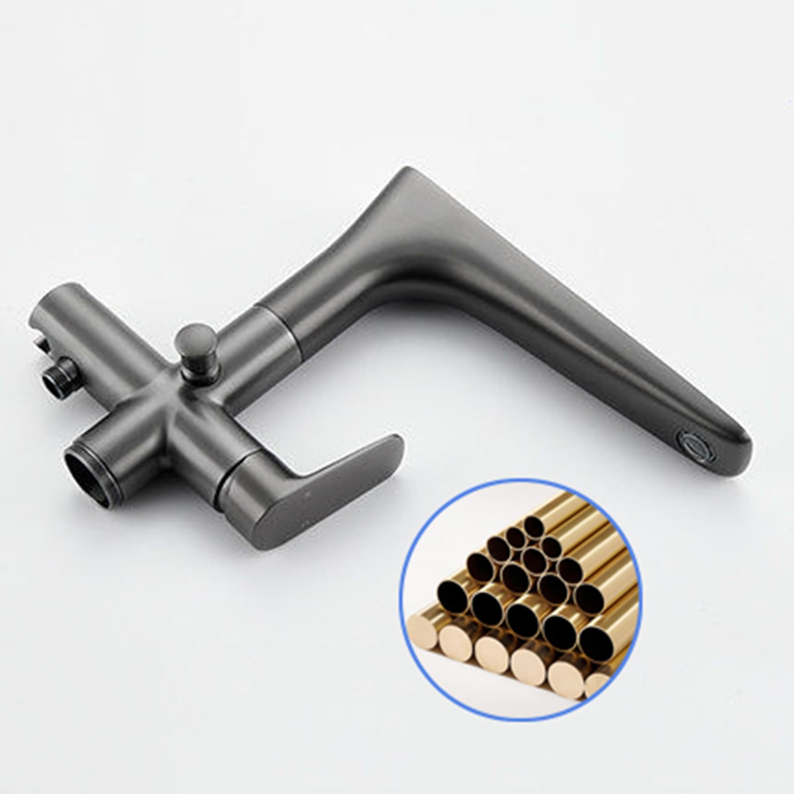 Grifo Mezclador de Bañera Y Ducha Grifo de Bañera Independiente Negro con Grifo de Suelo de Latón Negro para Agua Caliente Y Fría Giratorio 360°