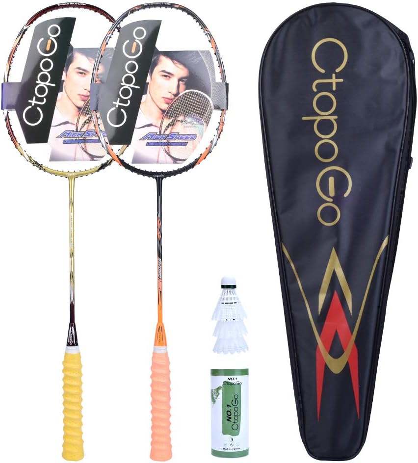 Juego de 2 raquetas de bádminton de carbono, incluye bolsa de bádminton y 2 raquetas de nailon