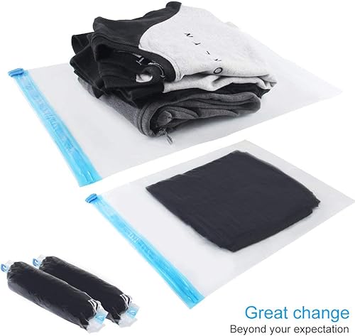 Miniatura 2 de Paquete de 10 bolsas de viaje ahorradoras de espacio (4 x S, 3 x L, 3 x L), bolsa de almacenamiento de viaje al vacío KFYM reutilizable, ahorra el
