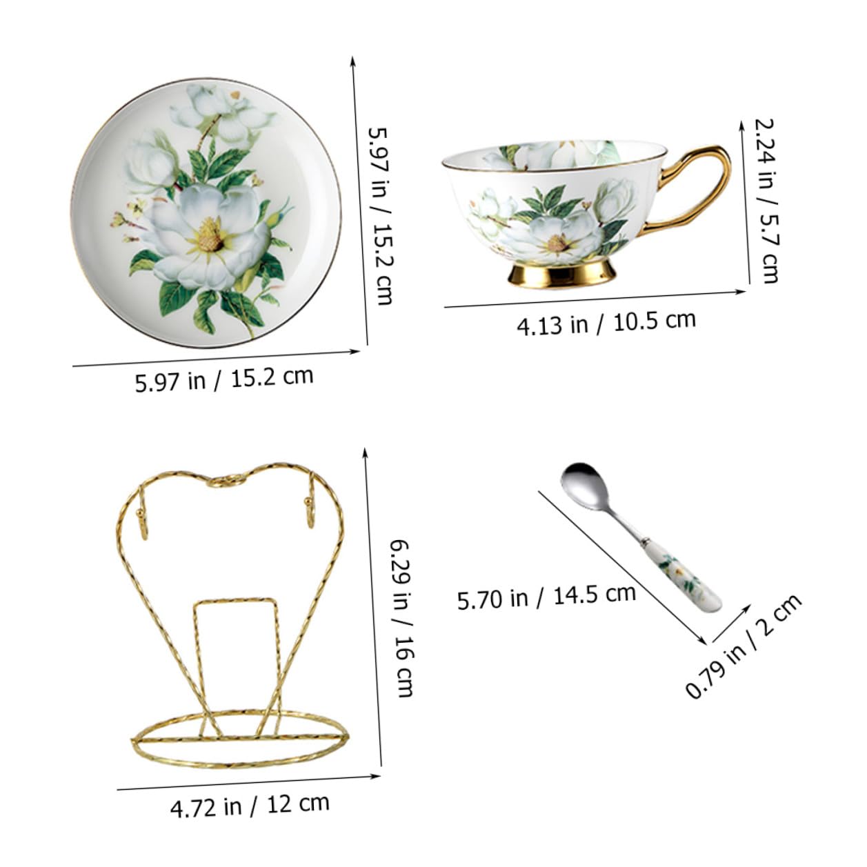 Set da 1 Tazza e Piattino in Ceramica Decoro Dorato, Facile da Pulire e Resistente per Tè e Caffè, per Pomeriggi Rilassanti e Colazioni Eleganti