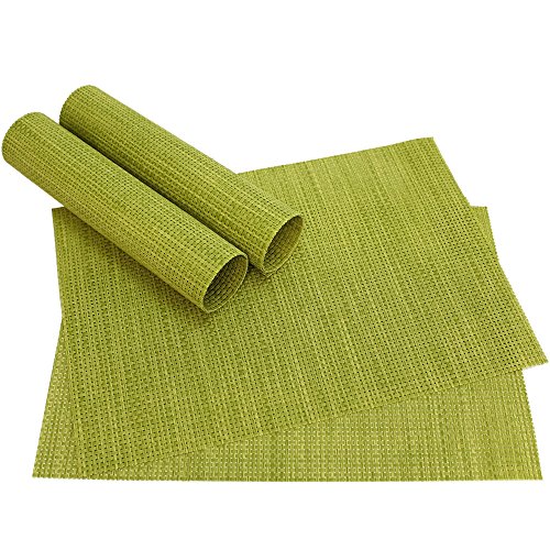 matches21 Manteles individuales ELEGANCE Juego de 4 manteles verdes de plástico tejido de 45x30 cm lavables