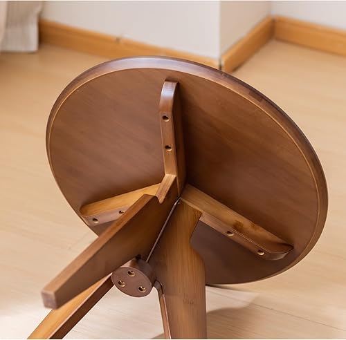 Miniatura 6 de Maydear Mesa auxiliar redonda de bambú, mesa de centro pequeña para sala de estar, dormitorio u oficina, fácil montaje, diseño de 3 patas