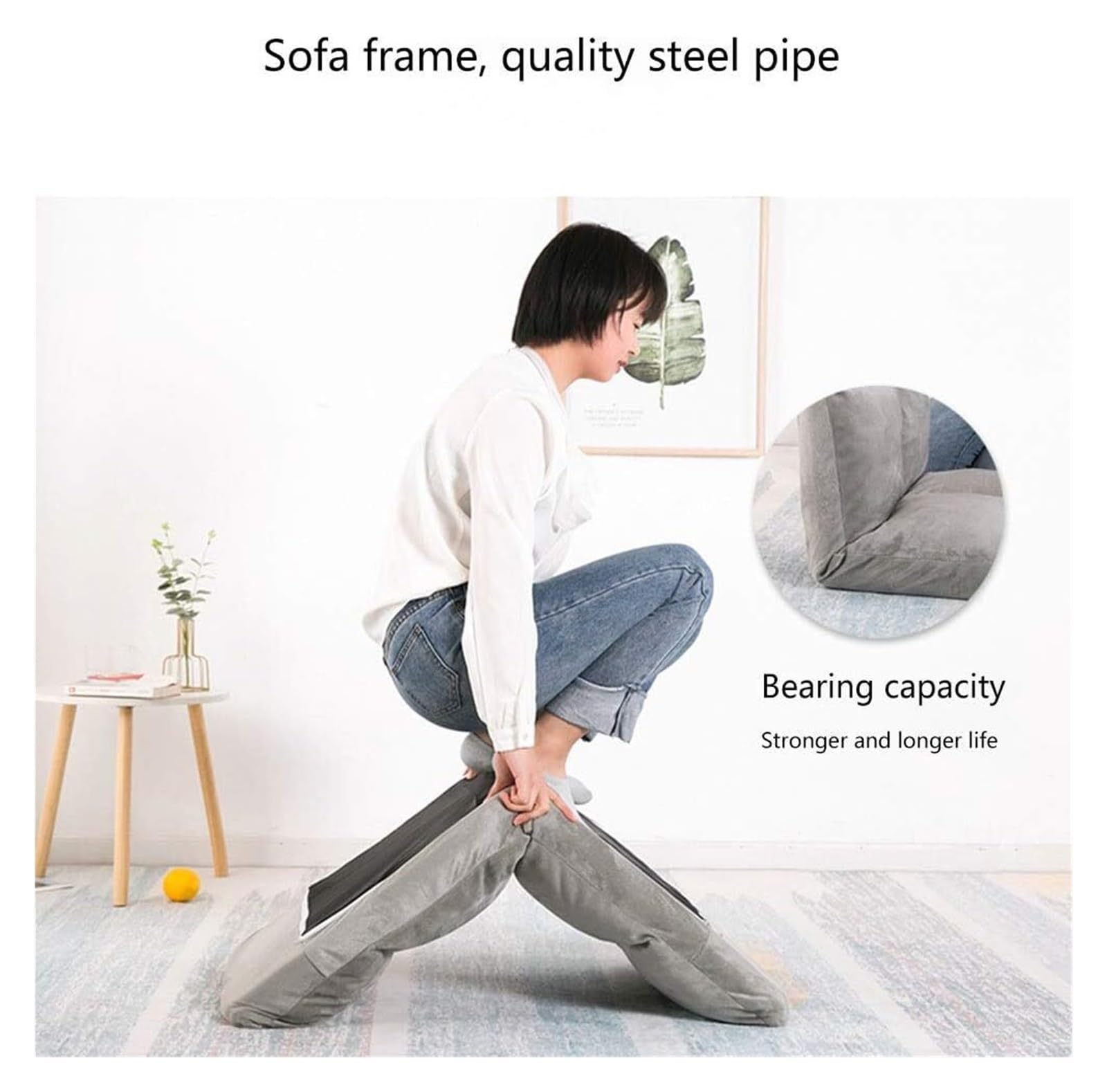 Silla de suelo plegable ajustable para meditación, reclinable multiposición, funda extraíble y lavable (rayas), perfecta para relajación y comodidad