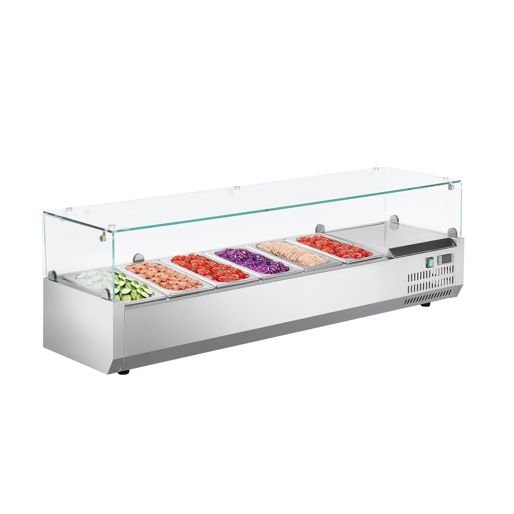 METRO Professional Vetrina refrigerata GHS2150, acciaio inox/vetro, 150 x 39.5 x 43.5 cm, 52 L, 135 W, compatibile con GPT2100, argento