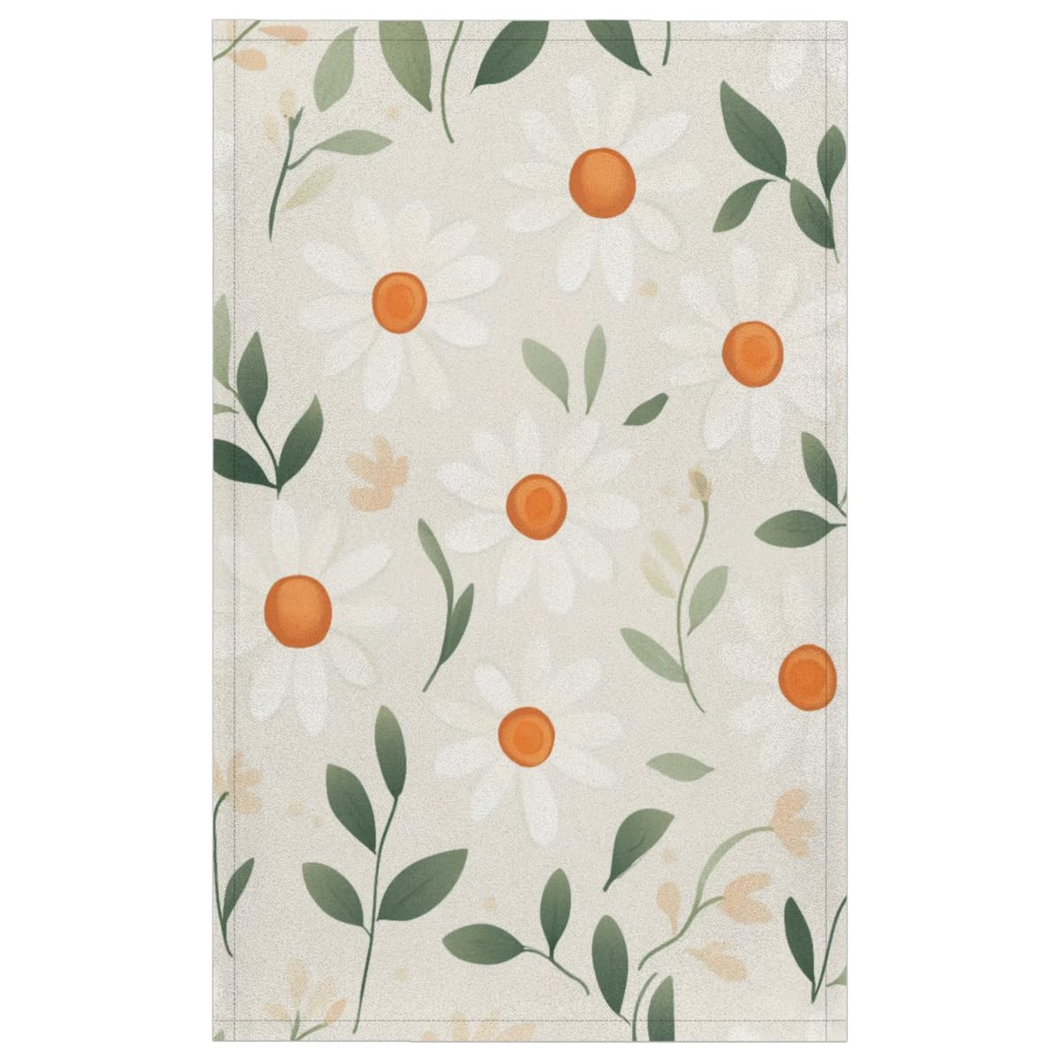 Sabokido Daisy Floral Kitchen Towels Set of 2 Flower Leaves Dish Towels Bar Absorbent Cleaning Tea Towel for Home Dining Restaurants