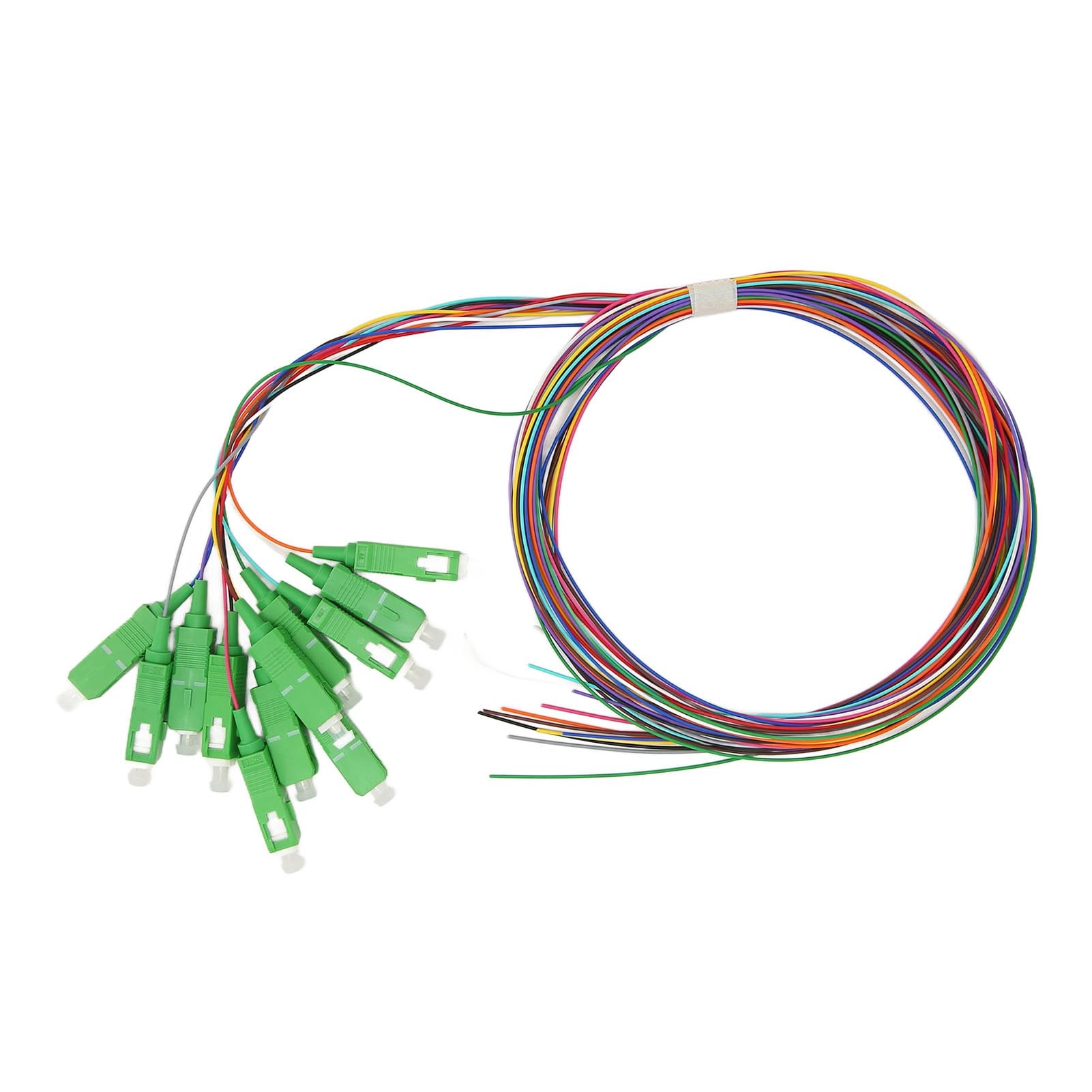 Fiber Optic Cable 1.5m, 12 SC Singlemode Fiber Optic Pigtail Extending Fiber Optic Cable for Welding Network, Low Insertion Loss, Plug and Play