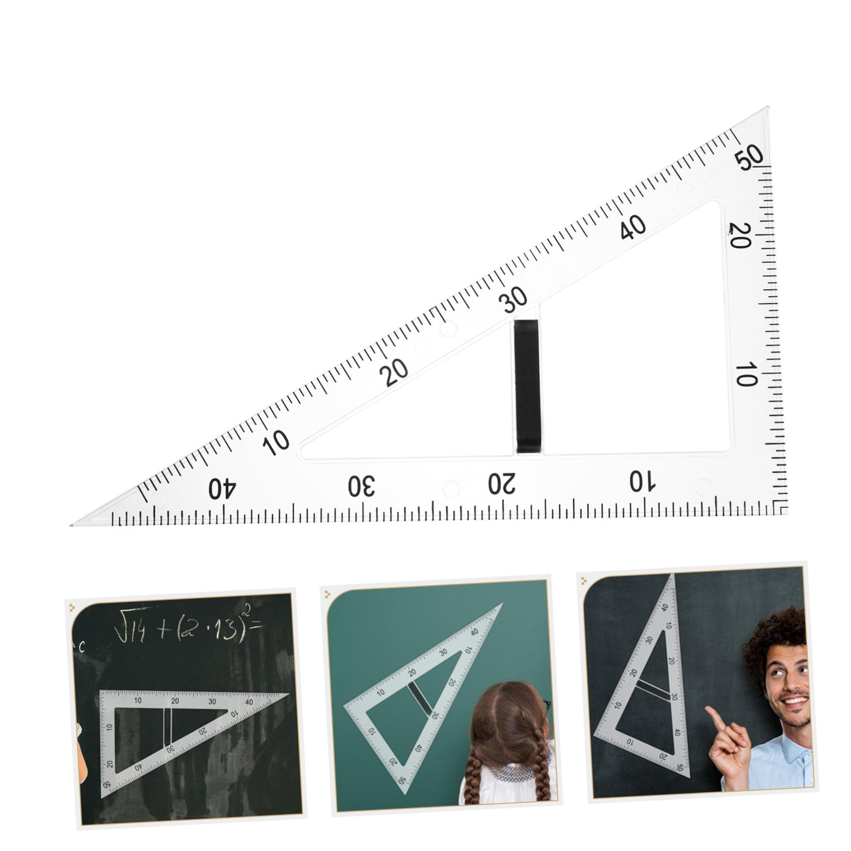 HOMSFOU Multifunktionales Magnetisches Dreieckslineal mit 60-Grad Winkelmesser aus ABS für Mathematikunterricht und Präzises Zeichnen magnetischen Oberflächen