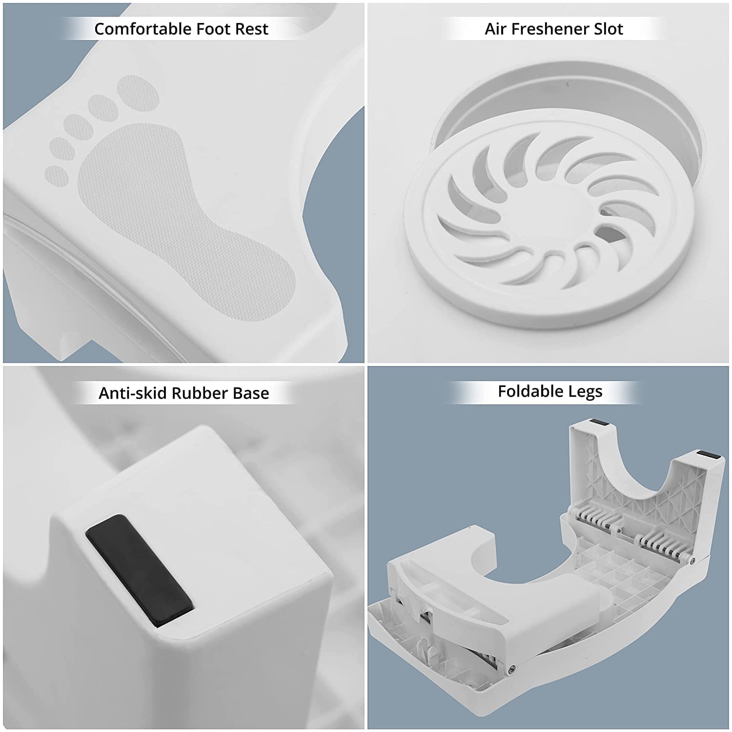 C2SK Folding Toilet Stool for Bathroom, Non Slip Squat Stool for Western Toilet, Plastic Foot Rest Stool for Adults, Compact Squatting Toilet Step (Multicolor) 2