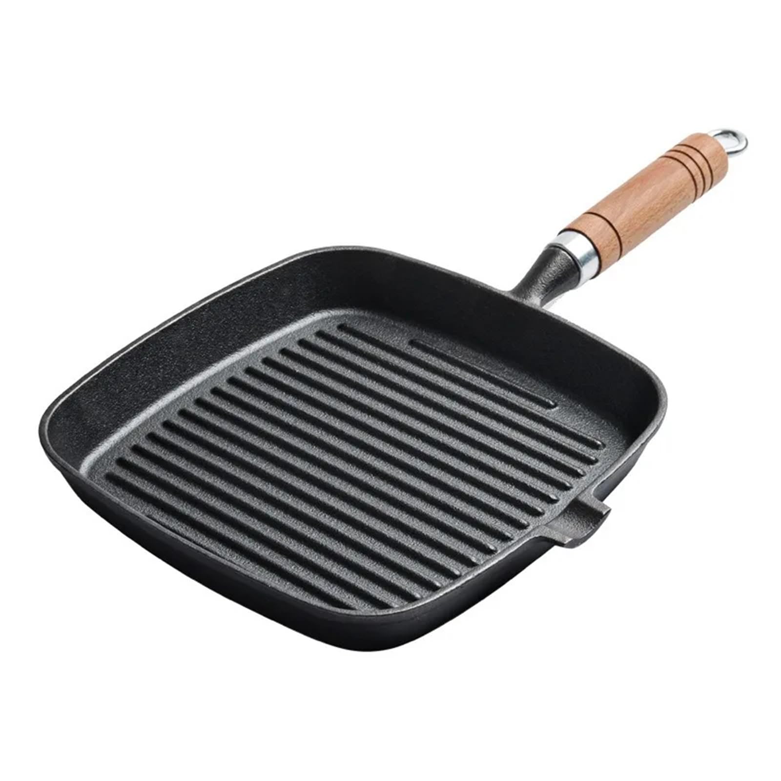 Sarten Tortilla Sartén de hierro fundido for filete costilla sin revestimiento, antiadherente, for uso doméstico, con rayas, 24 cm fondo plano for freír carne res(18cmBLACK)