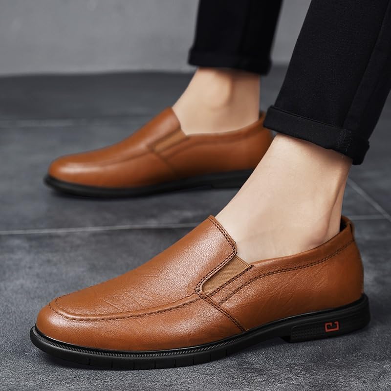 Oxford Dress Shoes for Men's Evening Party Slip-on Anti-Slip Casual Genuine Leather Plain Toe2