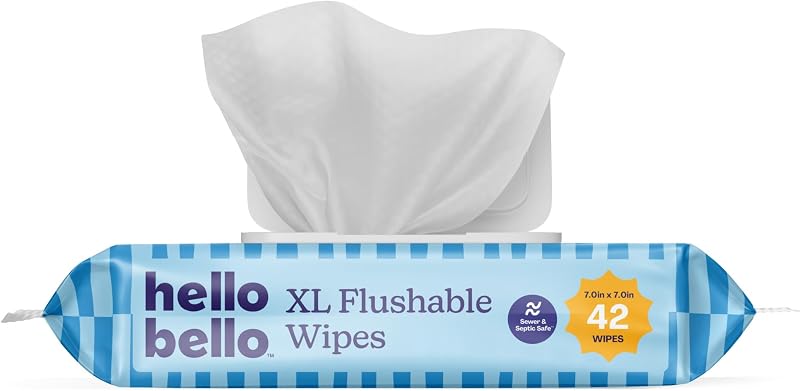 Toddler Flushable Wipes, X-Large Size for Potty Training, 42ct