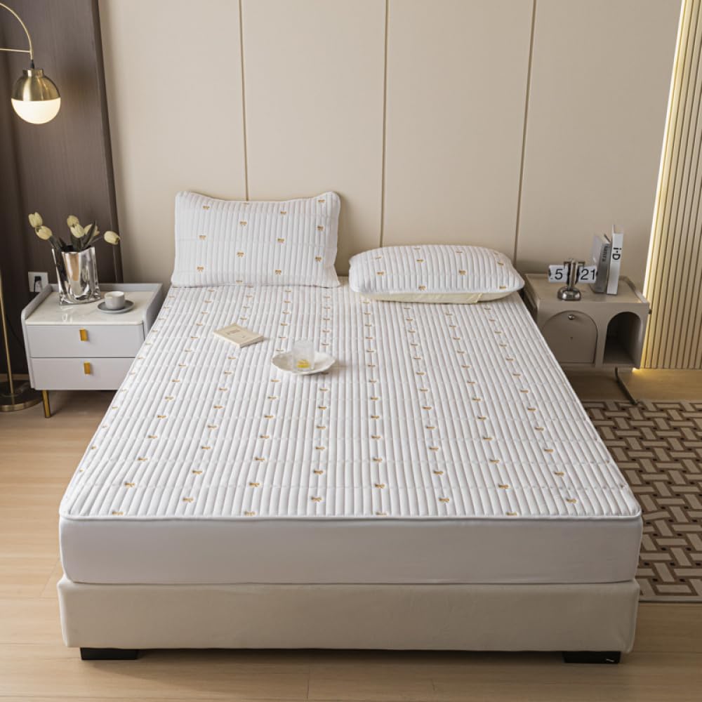 Housse de matelas California King blanche en tissu doux haute résilience