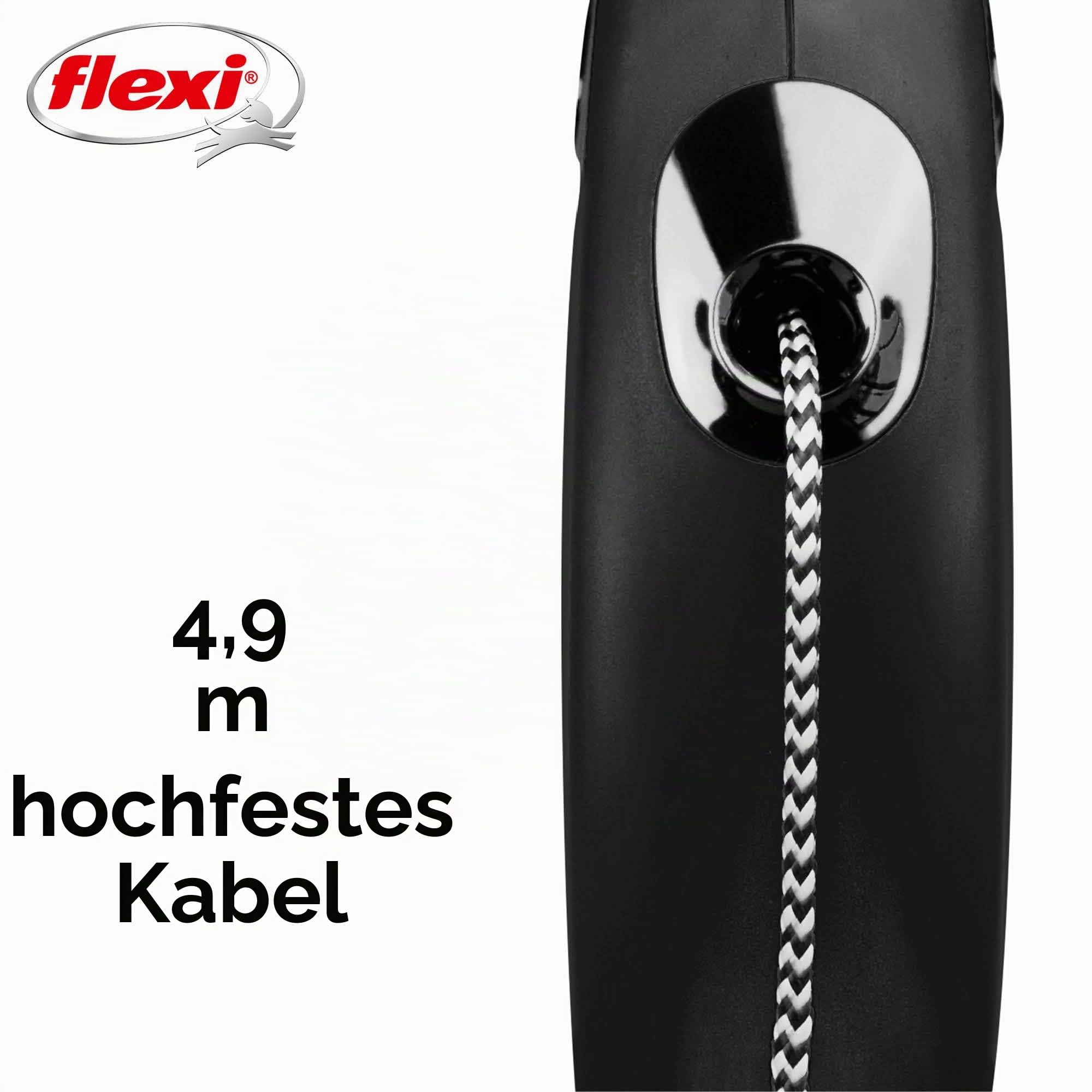 Flexi New Classic Retractable Cord Dog Leash Duo for 2 Small Dogs 16-Foot Black