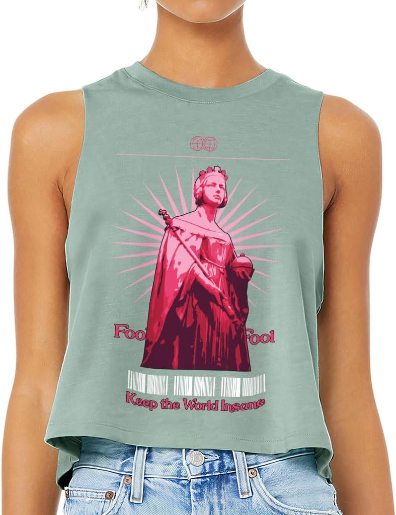 Keep The World Insane Racerback Cropped Tank - Art Lovers Items - Items for Her