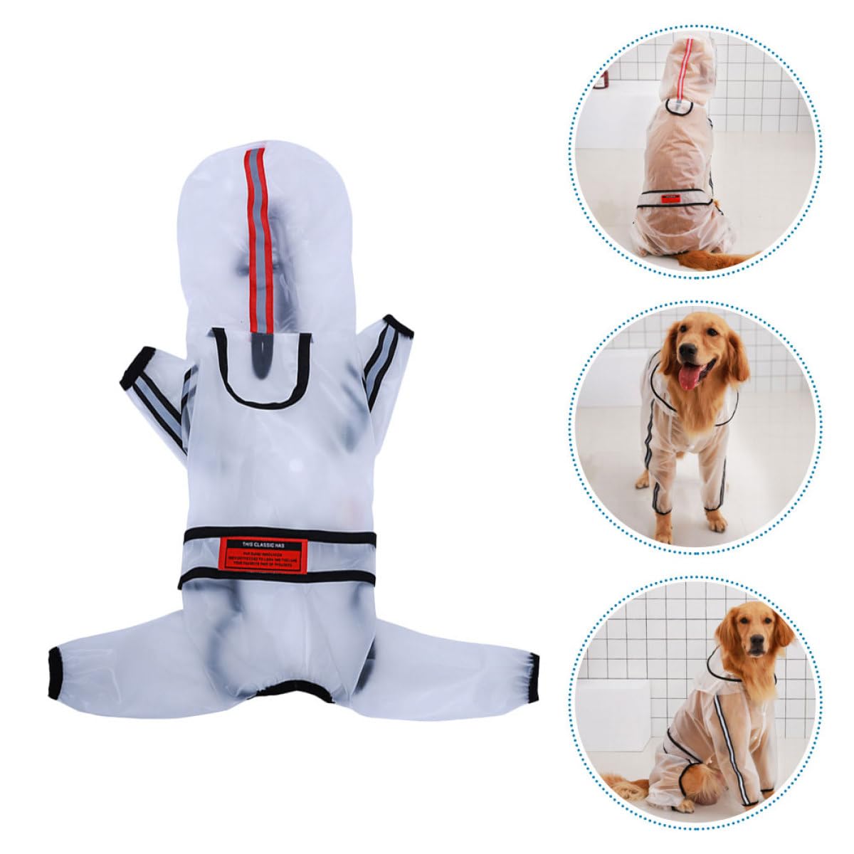 Atmungsaktiver Hunderegenmantel mit Kapuze und Vollständiger Abdeckung für Mittelgroße bis Große Hunde Robustes Material für Outdoor Einsätze und Regnerische Tage