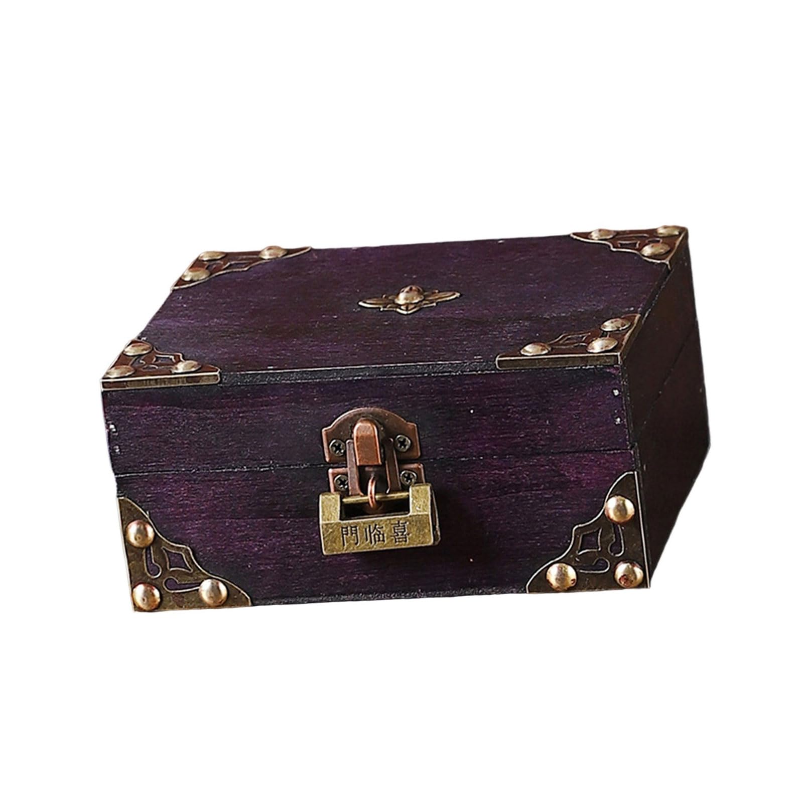 Shurhome Sturdy Wood Travel Trunk European DesignS Storage Case Home Decoration for Clothes and Accessories Storage Multipurpose Travel Box