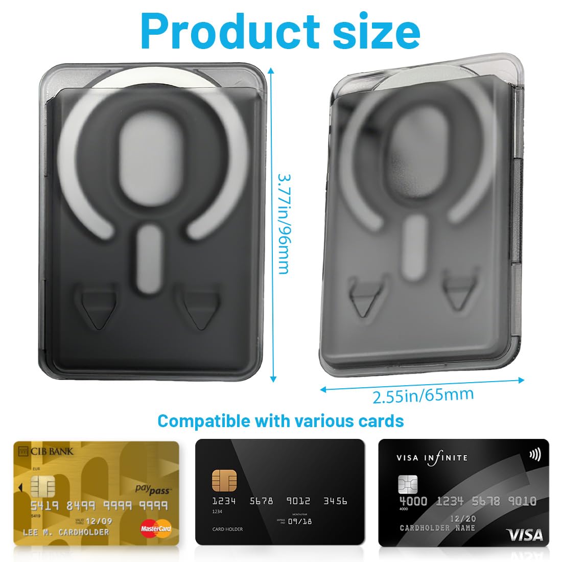 Portafoglio Magnetico da Cellulare per iPhone con Tasca Adesiva per Tessere, Carte e Badge - Pratico Porta Carte di Credito - Adatto per Cover - Nero