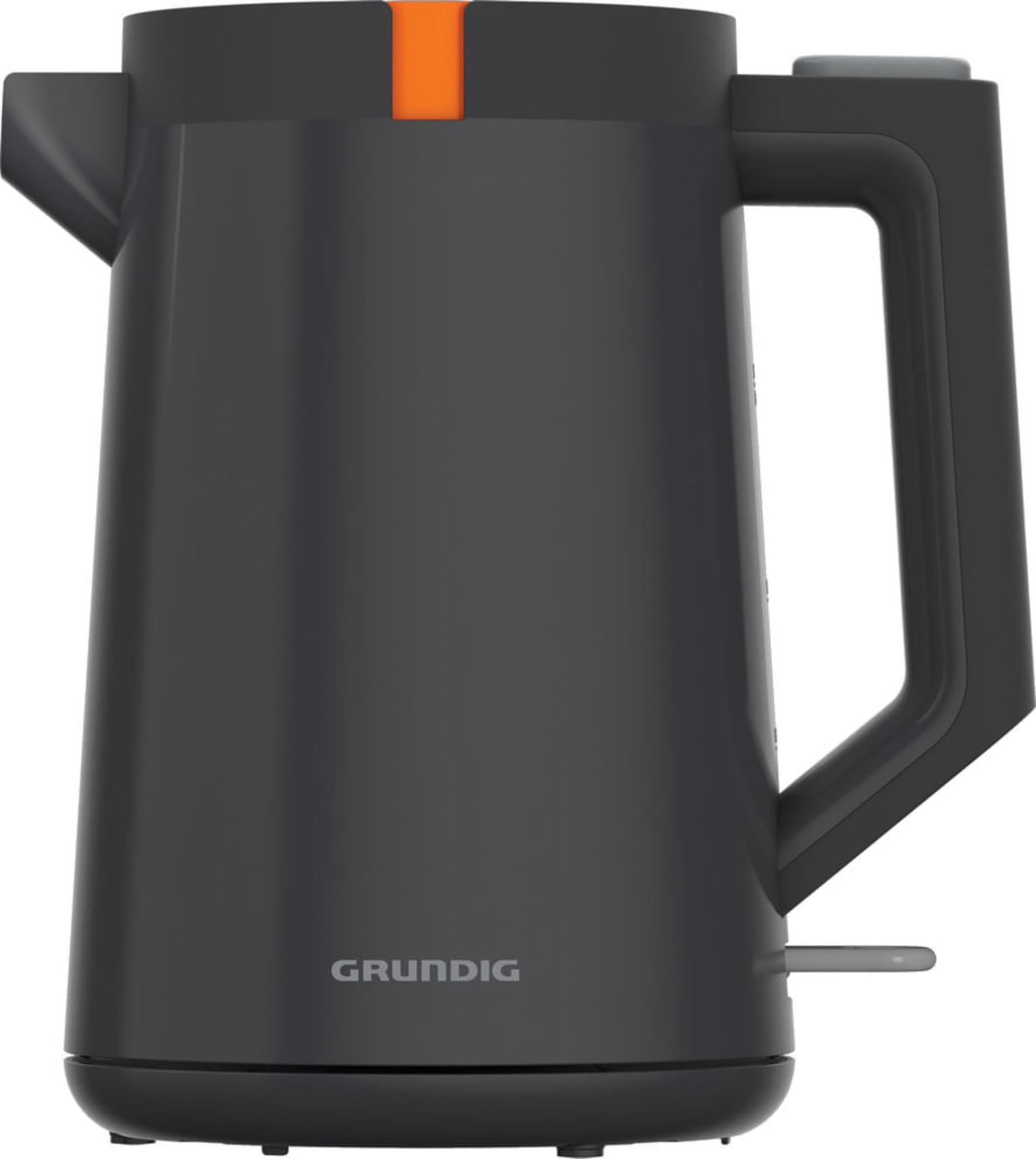 Grundig - WK 5320 Wasserkocher - 1,7 Liter Kapazität - 2200 Watt Leistung, Abschaltautomatik, Trockengehschutz - Edelstahl, Heizelement, 360° Basis - Grau/Terracotta