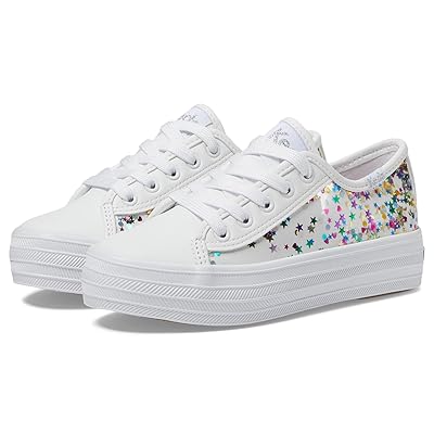 Keds Kids Triple UP Glitter Under Glas (Little Kid/Big Kid) Girls Shoes White/Glitter
