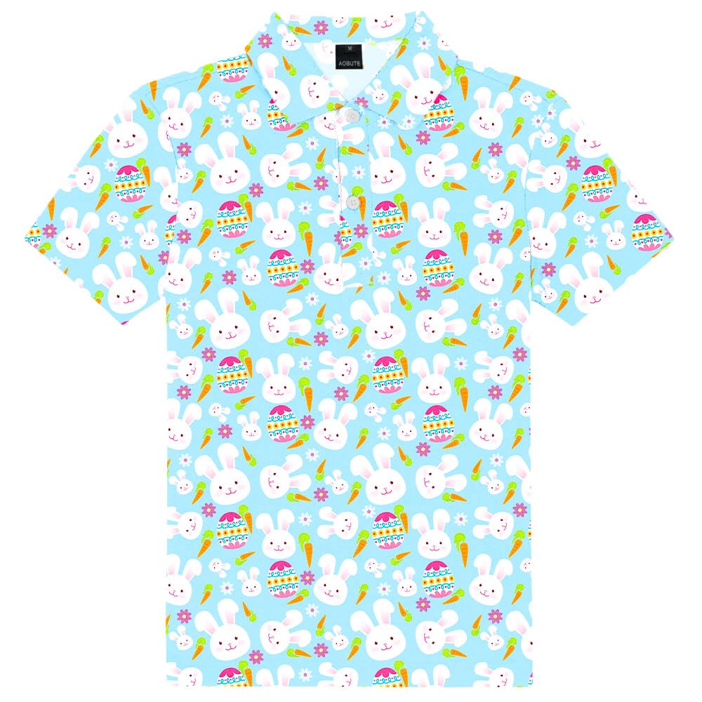AOBUTE Kids 4th of July Polo American Flag Short Sleeve Button Down Shirts Tops 3-14 Years