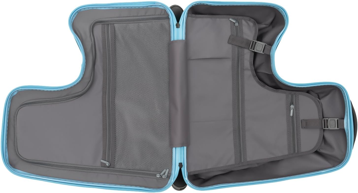 DNYSYSJ Children's Ride On Luggage, 20" Kid's Trolley Suitcase with Universal Wheels and Password Lock, Carry On Luggage Rolling Luggage, Aged 1-6 Years, ABS+PC (Blue, Snail Pattern)