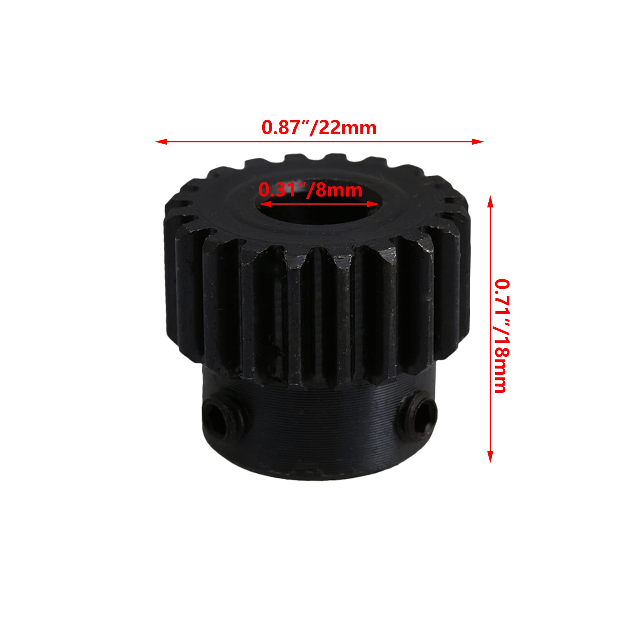 Yibuy 2 x Modulo 1 Nero 8 mm Foro 20 Denti Motore Acciaio Ruota Ingranaggio 45 Acciaio