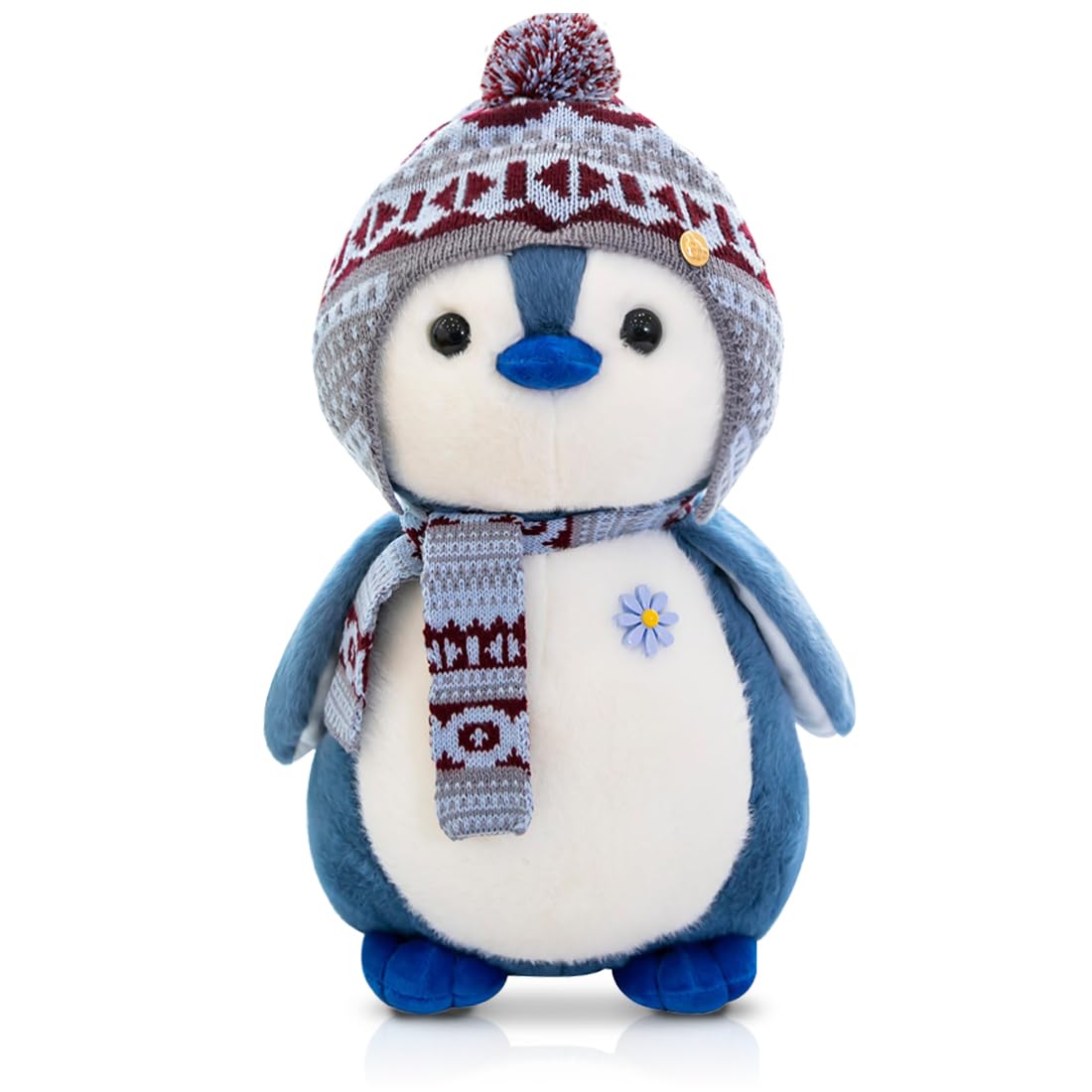 Wishstar Pluche pinguïn knuffeldier om te knuffelen en te spelen, pinguïn cadeau voor kinderen (blauw, 20 cm