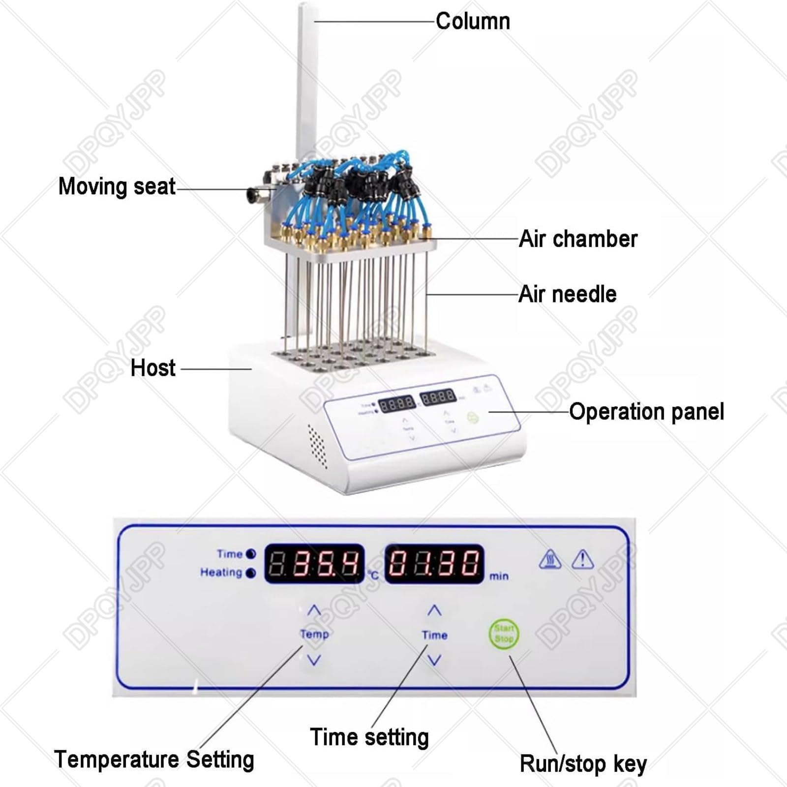 Evaporador de muestras de Laboratorio, concentrador de Purga de nitrógeno, Altura Ajustable, con Agujas de Gas, soplado a presión científica, análisis de Laboratorio. 12Holes