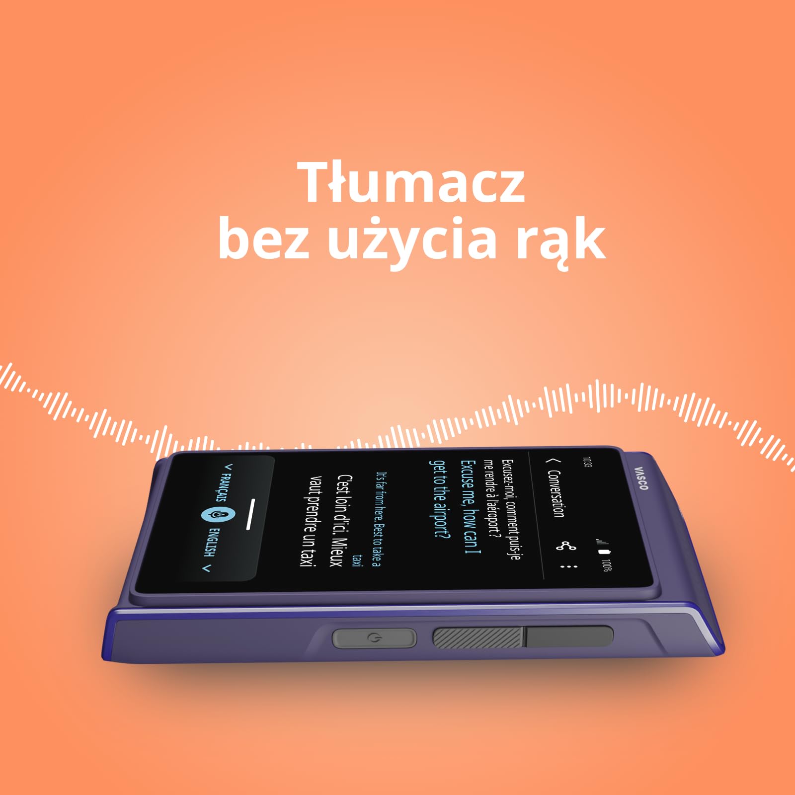 Vasco Translator Q1 | Klonowanie głosu | Tłumacz rozmów tel.| Slate Blue | Klonowanie głosu | Tłumacz rozmów tel.| Kontekstowy tłumacz AI | 113 języków | Internet bez limitu | 99% dokładności