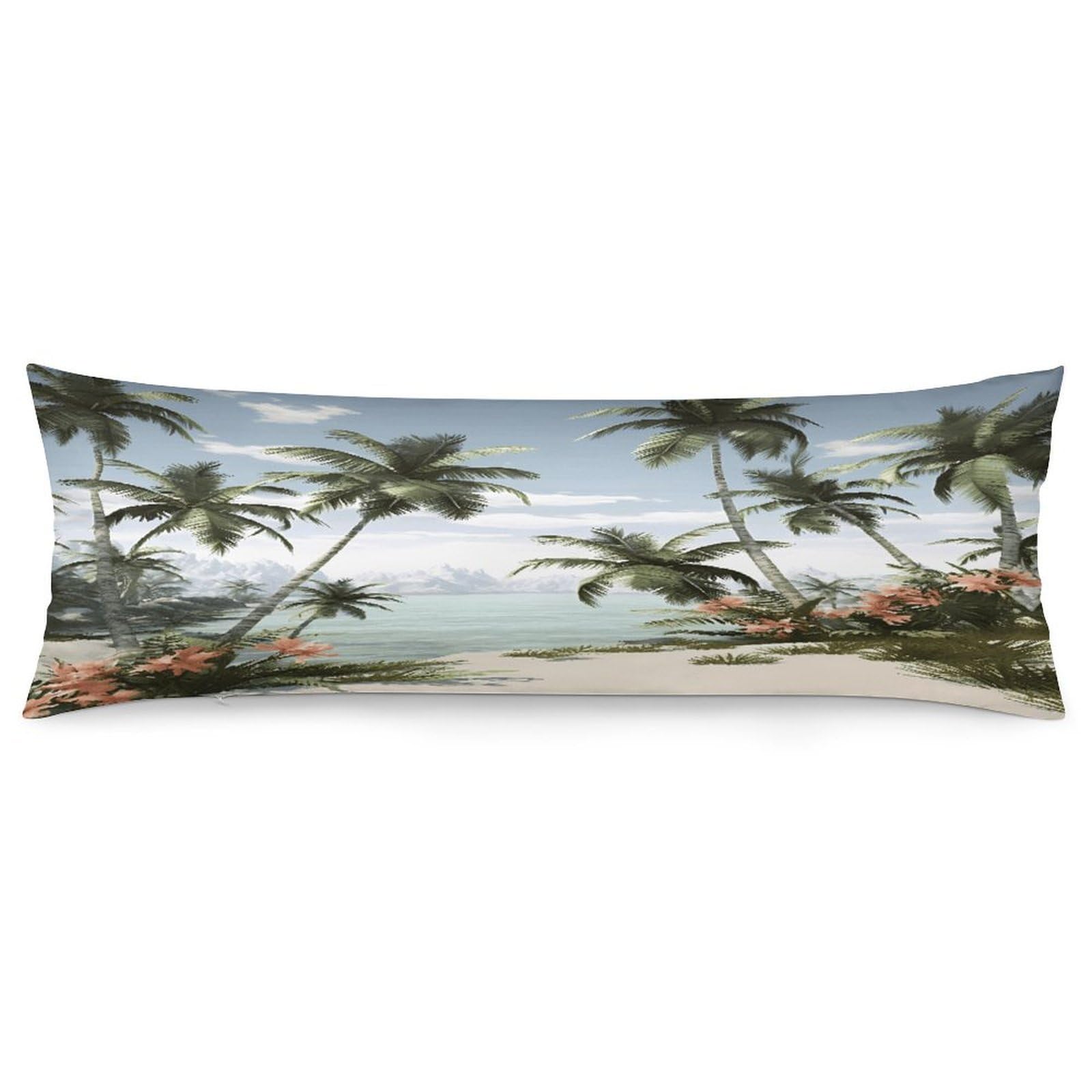 Body Pillow Pillowcase 19x53 Inch Tropical Palm Trees Print Body Pillow Cover with Hide Zipper Super Soft Cozy Long Pillow Case Rectangle Long Body Lumbar Cushion Case for Bedroom