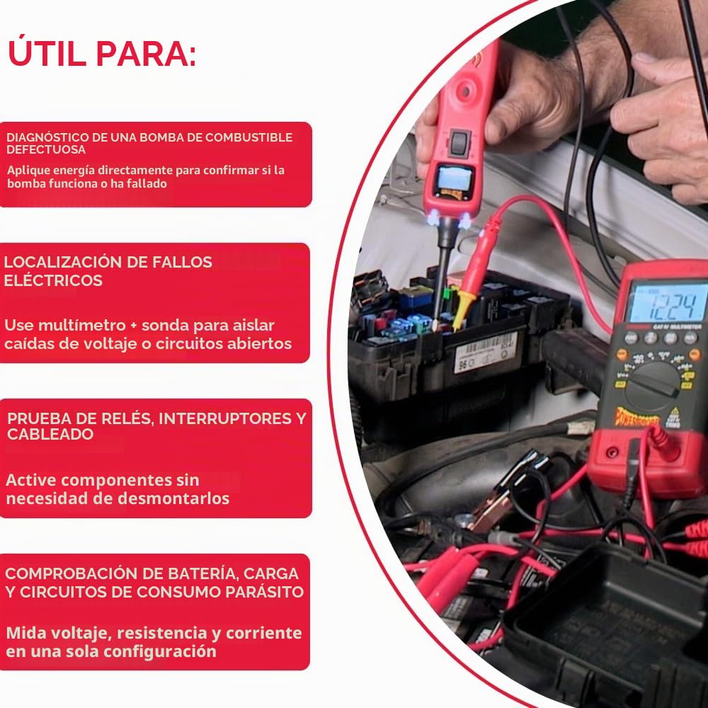 Power Probe PPROKIT01 Kit Comprobador de Circuitos Eléctricos para Automoción Incluye Power Probe 3 y Multímetro PPDMM Cat.IV y Accesorios