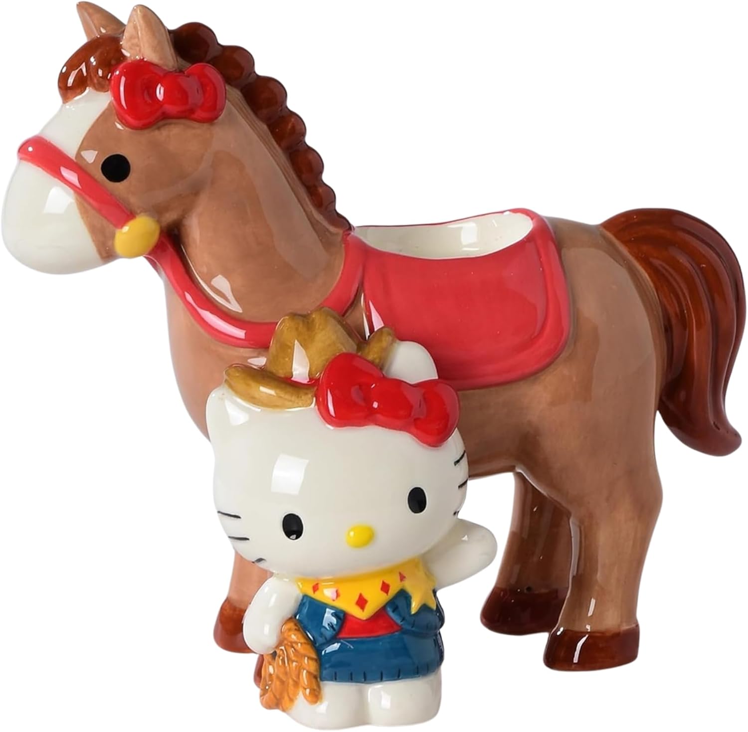 Blue Sky Clayworks Hello Kitty Western Cowgirl and Horse Tea Light Candle Holder, Home & Office Accessories, Ceramic, 23462
