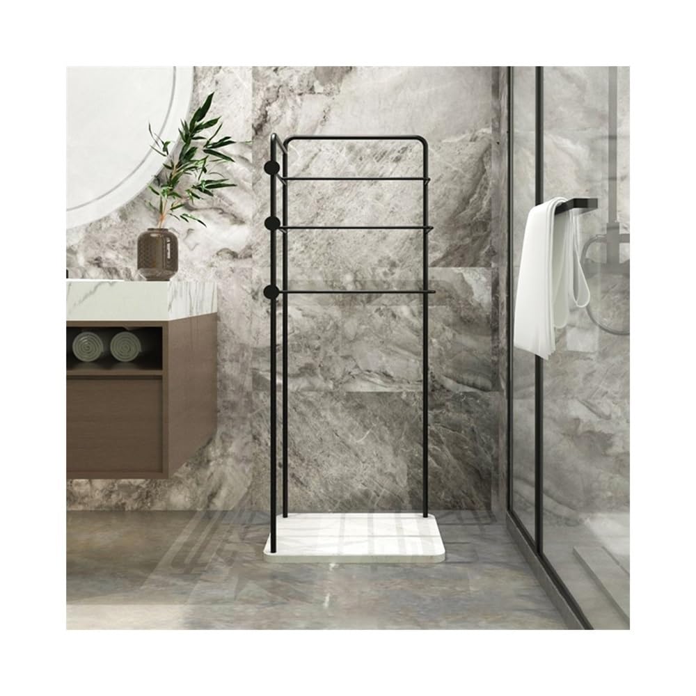 towel rail Bathroom Storage Towel Rack Floor-standing Metal Art Simple Modern Toilet Shelf(Black)