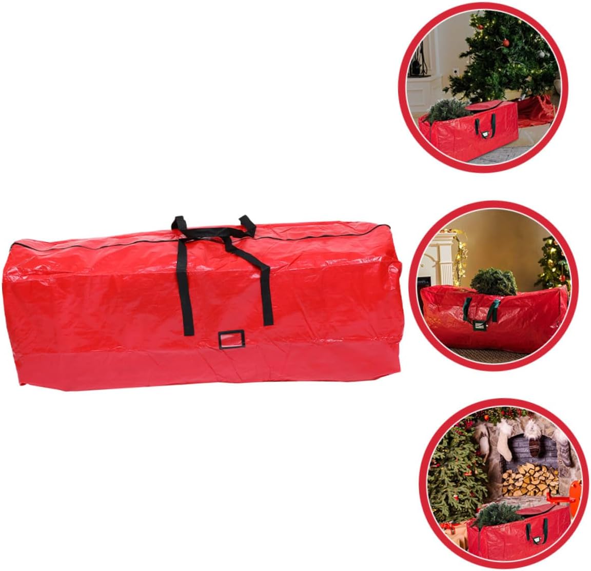 TIDTALEO Christmas Tree Storage Bag Waterproof Zippered Large Holiday Tree Organizer Pouch 165x38x76cm Red Dustproof Storage Container for Home Seasonal Decor