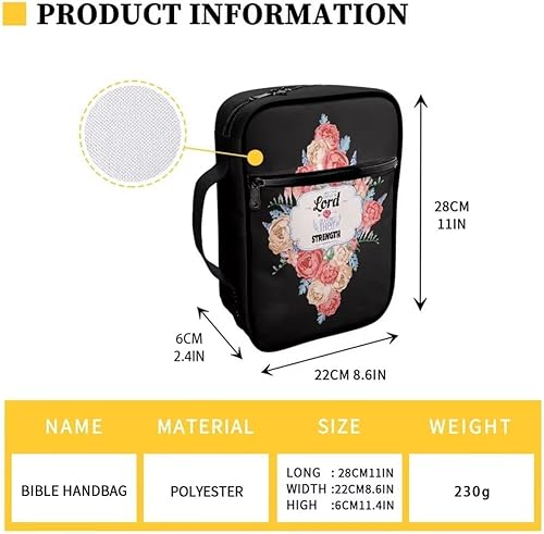 Miniatura 10 de Pensura Funda de Biblia de tamaño grande para mujer, funda de Biblia con estuche de rosa roja, organizador de Biblia con asa portátil y bolsillo