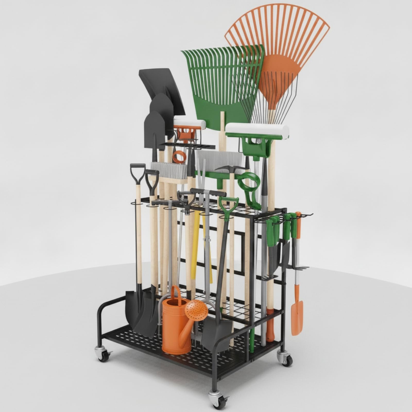Organizador Herramientas Jardín con Ruedas Móvil Organizador Herramientas Jardín Estable Estantería para Aficionados Al Bricolaje, Garaje