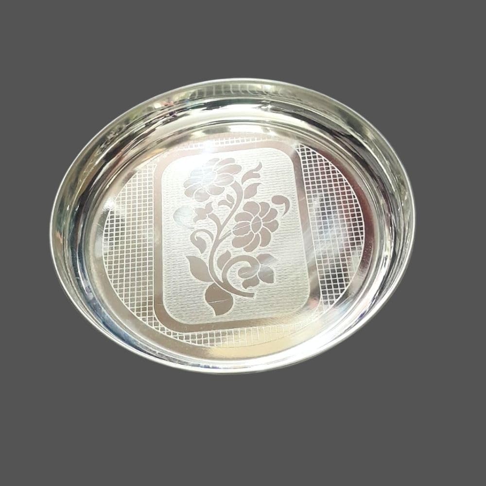 Germen Silver Pooja Plate – German Silver Pooja Thali 8 Inch | Puja Plate for Daily Worship | Traditional Puja Plate for Aarti-image-13