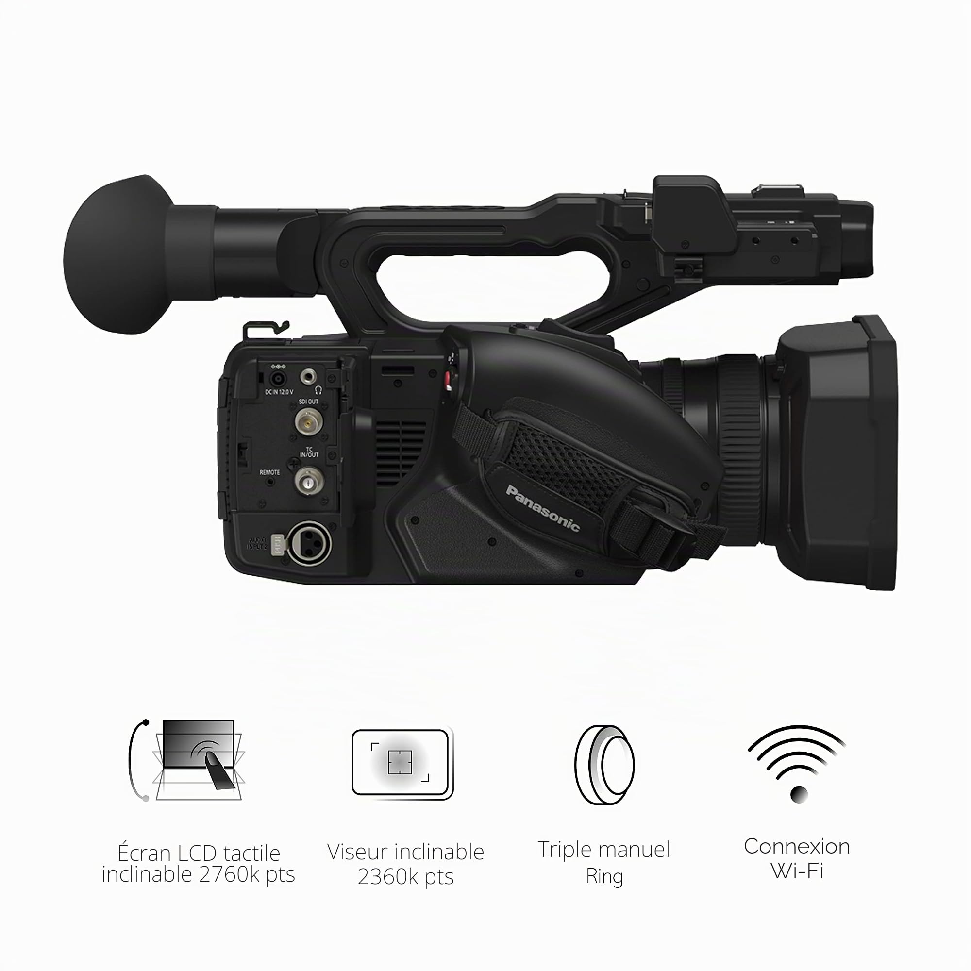 Panasonic X2 I Caméscope Semi-Pro 4K (4K 60p, Zoom Optique 20x, 24.5mm, Stabilisé, V-Log, Timecode, Viseur inclinable, Enr. Interne 4:2:2 10bit 4K, Live Streaming FHD) Noir – Version Française