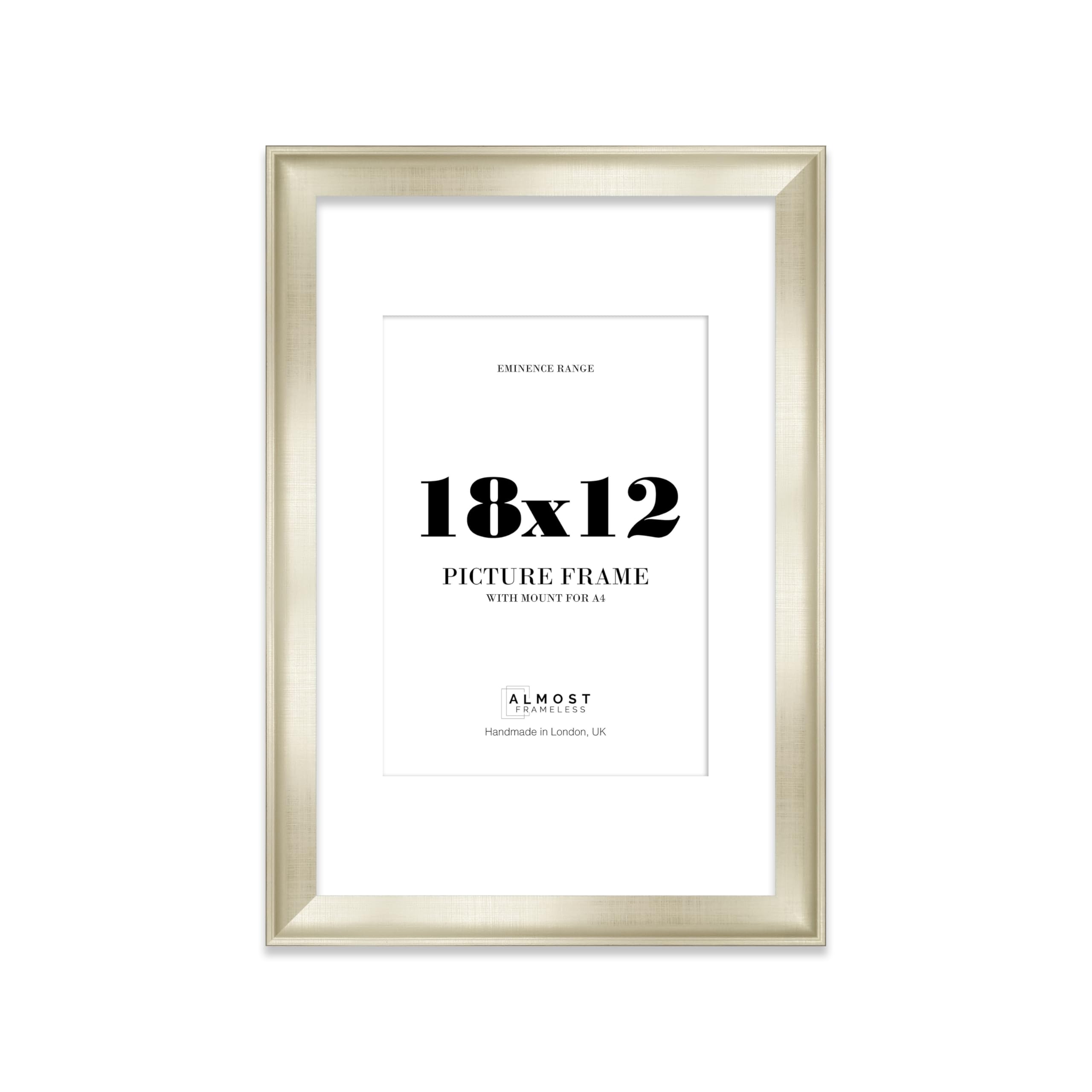 18x12" Silver Picture Frame with A4 Mount - Shabby Chic Photo Frame with Distressed Finish, Wall Hooks, 32mm Edge - 1 Pack