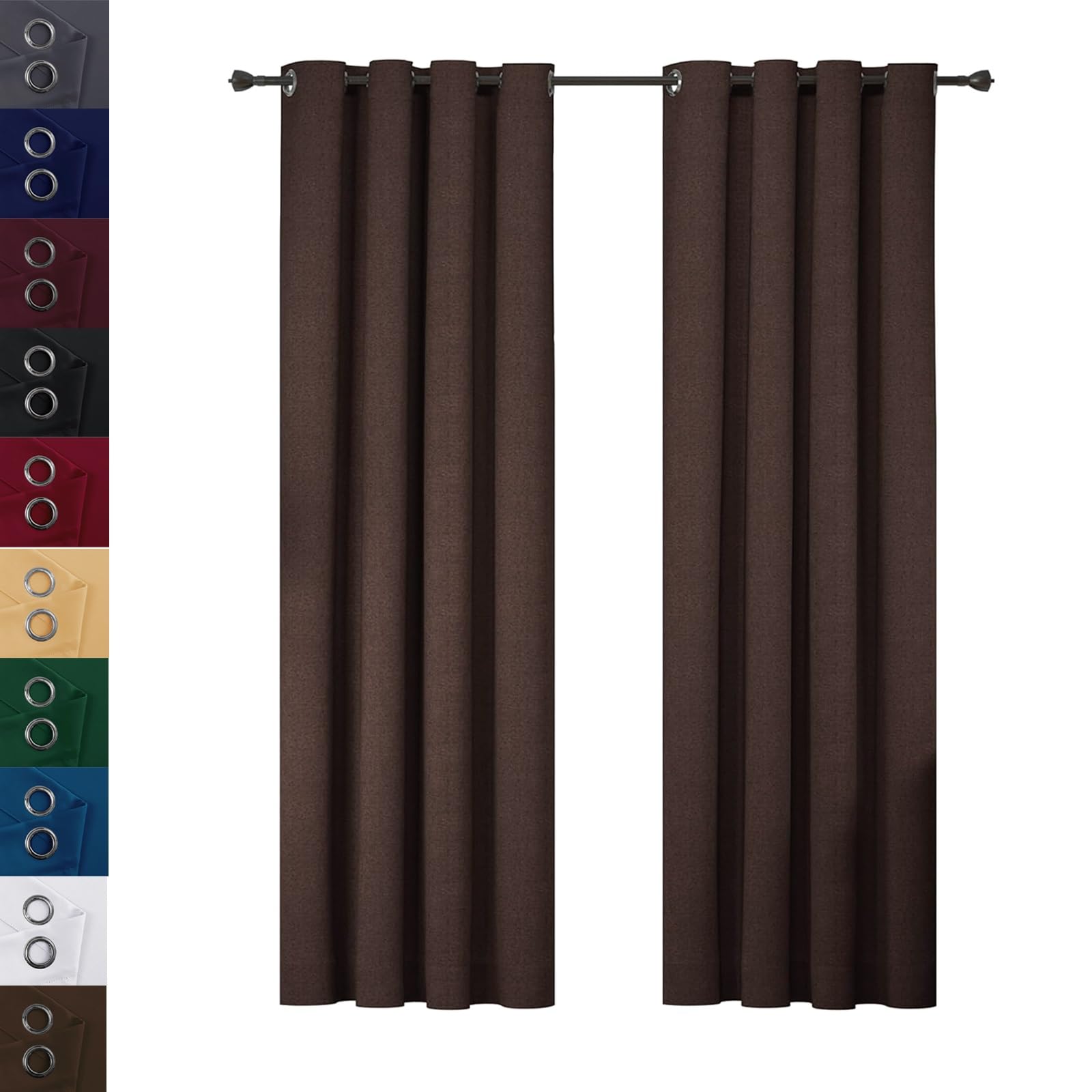 Rideau occultant thermiques lot de 2 110 x 250 cm au design marron élégant