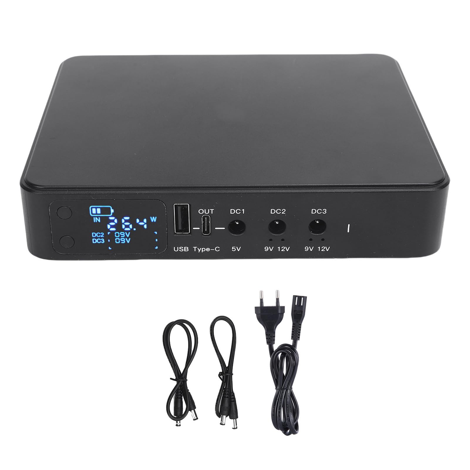 Cocoarm Respaldo de Batería UPS, Fuente de Alimentación ABS UPS con Batería de Litio de 10400 MAh, Pantalla Digital HD, Salidas de 5 V 9 V 12, para de Seguridad de Cámara Enrutador Escáner de