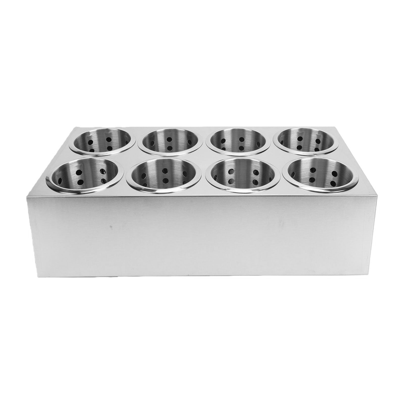 ZJchao Soporte para Utensilios de Acero Inoxidable de 8 Compartimentos con Fondo Antideslizante para Cucharas, Tenedores y Palillos, Organizador de Cubiertos de 11,5x13,5x8,5 Cm