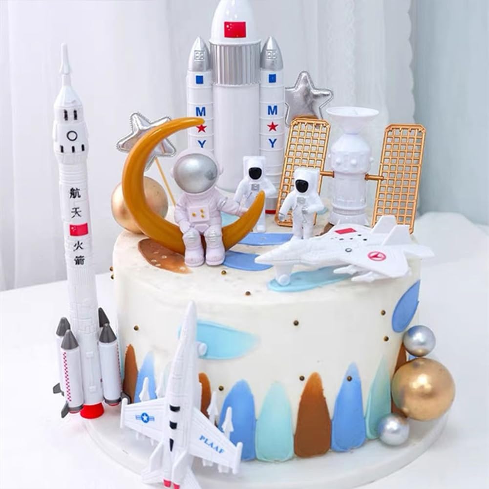 Toppers Per Torte A Tema Spaziale - Astronauta, Razzo E Stelle Per Compleanni E Baby Shower - Foto 8