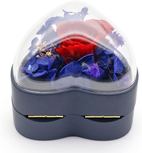 Miniatura 7 de Caja con colgante de rosa preservada, caja de joyería de terciopelo en forma de corazón para el día de San Valentín, día de la madre, boda,