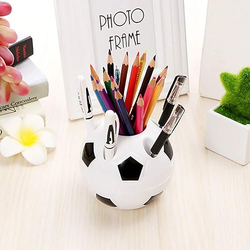 Miniatura 3 de Multifunción Fútbol Pen Holder Cepillo de dientes Contenedor creativo Escuela Oficina Organizador Niños Regalo, Negro