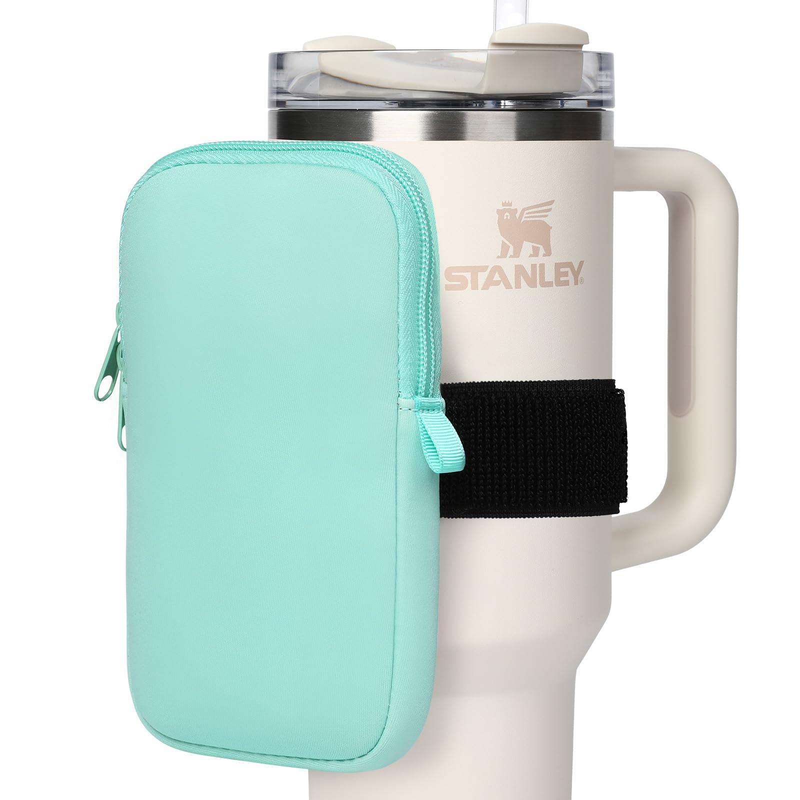 Water Bottle Pouch for Stanley, Gym Tumbler Accessories for Women, Compatible with Stanley Quencher Adventure 40oz & IceFlow 20/30oz, Workout Outdoor Pocket Phone, Card, Keys, Cash
