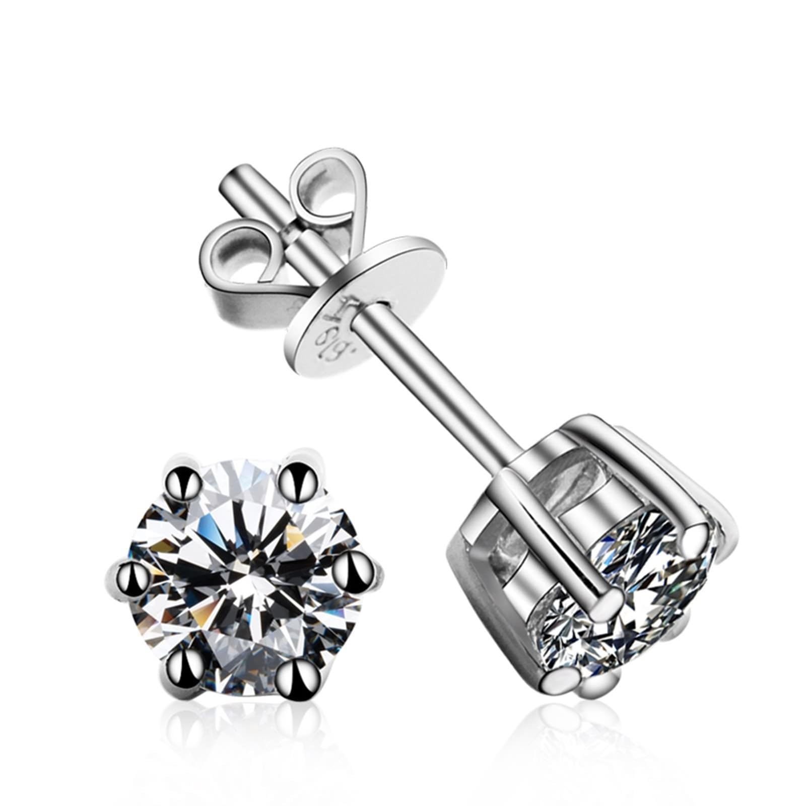 AMDXD Weißgold 18 Karat 750 Ohrstecker Weihnachten Echt Goldschmuck, Labor Erstellt Diamant Klassiker Damenohrringe Brillantschliff, Damenohrringe 18K Gold