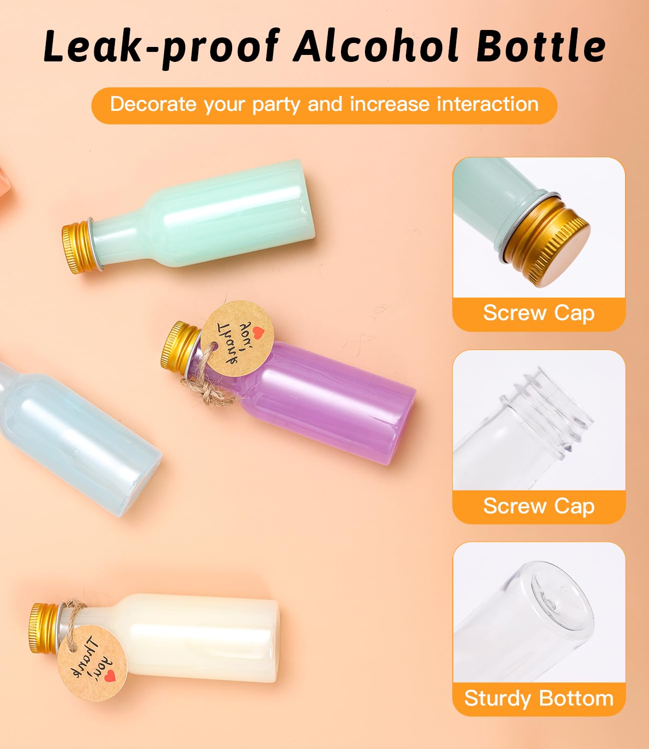 Bottigliette Liquori 50 Ml - 30 Pezzi Con Tappi, Etichette E Imbuto Per Party E Regali - Foto 13