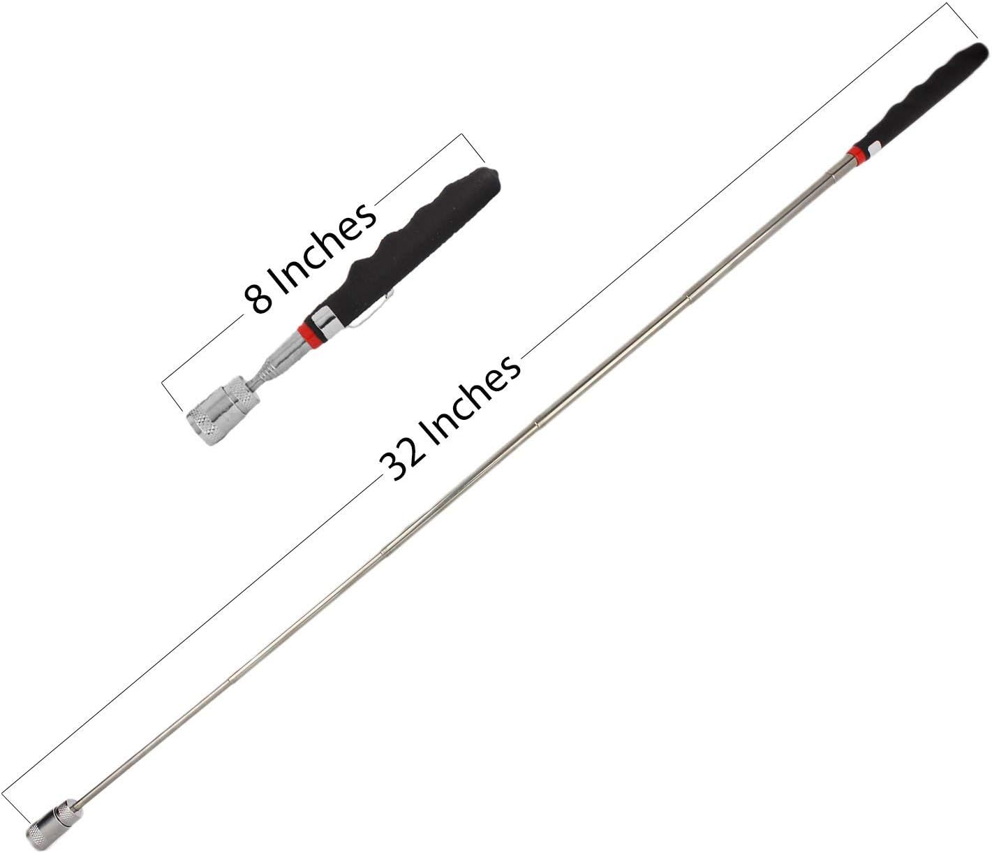 Monarchy Solutions Magnetic Pickup Tool - LED Light Telescoping Handle Pick up Magnet with 8 Lb Lift Capacity by magnetic sweepers tool (Two Pack) - - 